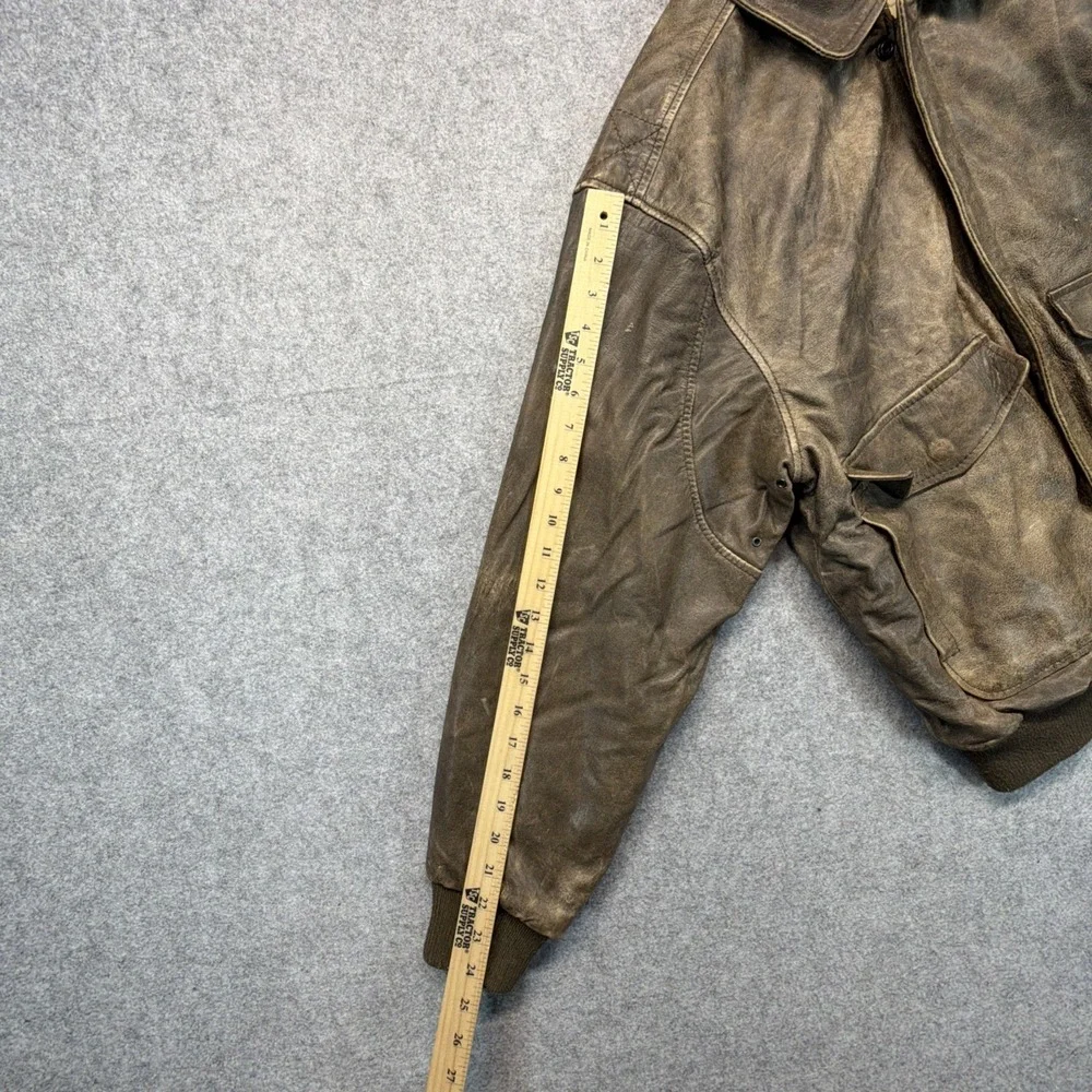 Vintage Aeropostale A-2 Military Leather Bomber Flight Jacket Chocolate Brown 40